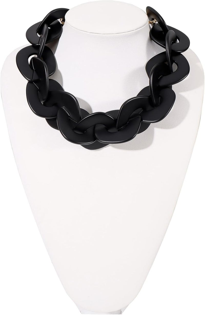 Bocar Statement Chunky Acrylic Cuban Choker Necklace Fashion Bib Collar Chain Necklace for Women(NK-10666) - Image 4